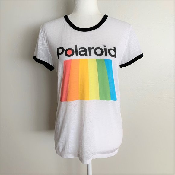 Mighty Fine Tops - Polaroid Semi Sheer Ringer Graphic Tee Shirt